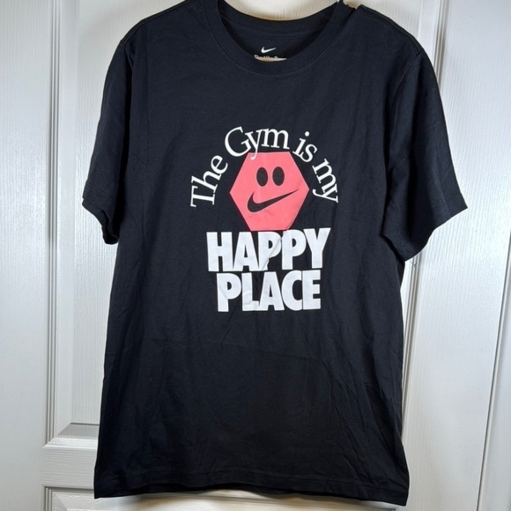 Nike The Nike Tee Black The Gym is my HAPPY PLACE Shirt Size MED EUC #5605